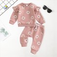 thumbnail image 2 of TOWED22 Infant Toddler Girl Fall Winter Clothes Set Long Sleeve Cute Sweatshirt and High Waist Pants Print Outfits Clothing 2 Piece(Pink,0-6 M), 2 of 6