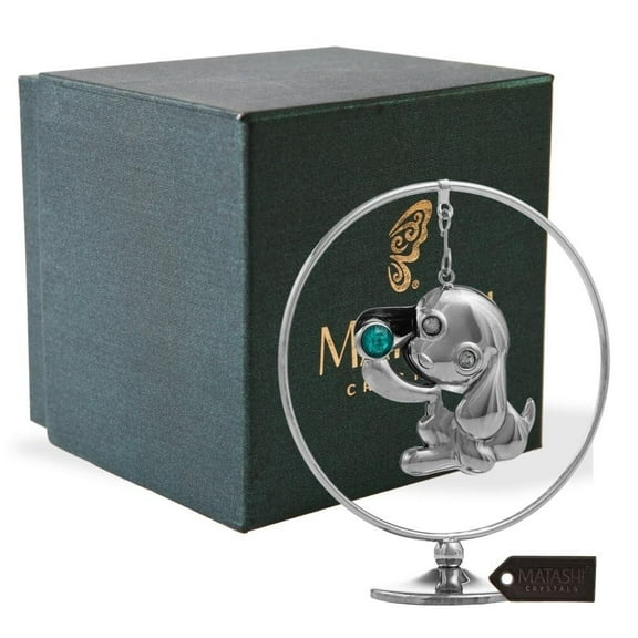 Matashi  Home Decorative Tabletop Showpiece Silver Plated Dog Figurine for Home Decor