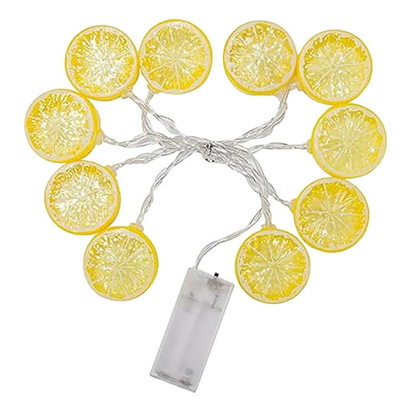 Decoración del hogar, decoración de habitaciones, decoración de paredes. Cadena de luces LED decorativas con forma de limón a batería de 1,5 metros de largo, 10 luces colgantes de pared.