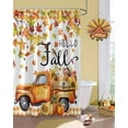 thumbnail image 2 of Hello Fall Shower Curtain Set ，Waterproof Fabric Shower Curtains Harvest Truck Autumn Maple Leaf Pumpkin Yellow Plaid Shower Curtains for Bathroom,Bathroom Decor 66"x72", 2 of 7