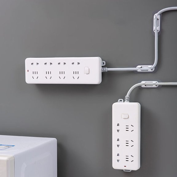 EXHUMKY 10Pcs White Plastic Cable Organizers for Desk Cord Organizer