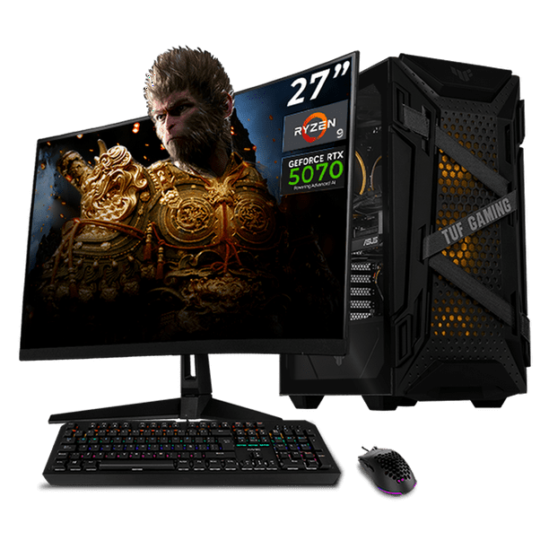PC Gamer Completa con IA Xtreme PC Gaming ASUS TUF NVIDIA GeForce RTX 5070 AMD Ryzen 9 5900XT 32GB SSD 1TB Monitor Curvo 27 165Hz Sistema Liquido WIFI para gaming competitivo y streaming