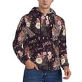 thumbnail image 2 of Uemuo Romantic Paris Pattern Men's Hoodie - Casual Pullover Hoodie with Kangaroo Pocket, Stylish Hooded Sweatshirt for Everyday Wear-Medium, 2 of 7