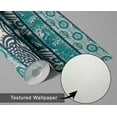 thumbnail image 5 of S4Sassy Self-Stick Decorative Boho Wallpaper, Handblock Striped Wall Paper, Textured Vinyl Waterproof Contact Paper, Teal, 25"X240" Removable Renter Wall Covering For Bedroom, Dining Room, 5 of 7