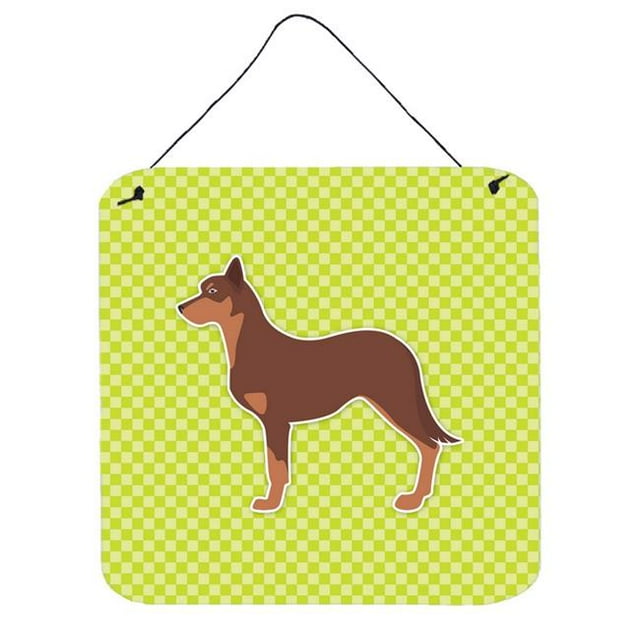 Australian Kelpie Dog Checkerboard Green Wall or Door Hanging Prints