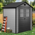thumbnail image 2 of Dextrus Outdoor Storage Shed for Tools with Floor, Polystyrene Shed with Double Doors & Windows, 2 of 9