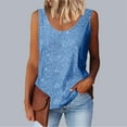 thumbnail image 2 of ZQGJB Plus Size Womens Summer Fashion Sequin Tops Loose Fit Casual Scoop Neck Sequin Sparkle Shimmer Sleeveless Tanks Tops Blouses Sky Blue XXXXL, 2 of 6
