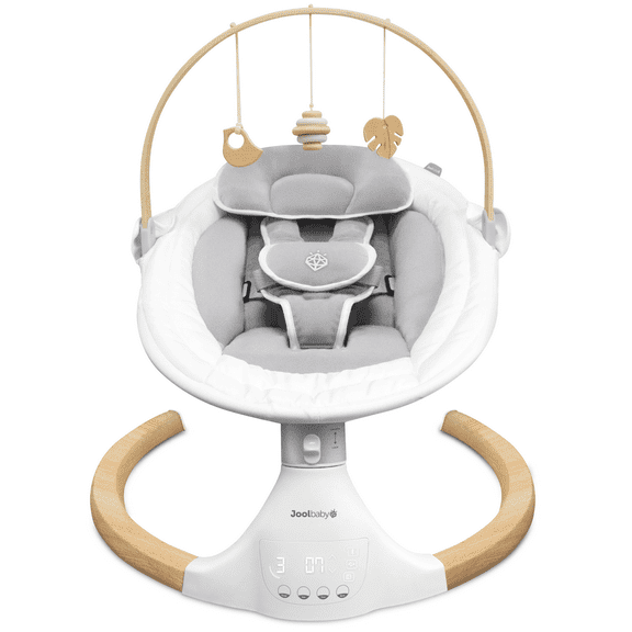 Jool Baby Nova Nature Baby Swing for Newborns – Electric Motorized Infant Swing with Bluetooth Music, Remote & Natural Wood Toys