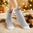 thumbnail image 6 of Kamentoy Socks For Women Christmas Thick Coral Fleece Fuzzy Mid Calf Crew Socks Soft Warm Plush Sleep Socks for Ladies Fall Winter Indoor Lounging Rest Christmas Holiday, 6 of 6
