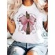 thumbnail image 1 of Camiseta de Mujer de Verano Suave[Gentle Care] Women's Inspirational Faith Bow Graphic T-Shirt - Casual Short Sleeve Crew Neck, Polyester, Machine Washable, White with Pink Bow and Cross DesignFathe, 1 of 8