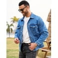 thumbnail image 4 of Denim Jackets for Men Trucker Jean Jacket Unlined Coats Spring Fall Outfits(Light Blue,L), 4 of 8