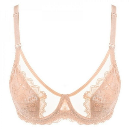 

Monfince Women s Sheer Mesh Bra See Through Unlined Sexy Lace Transparent Bras Non Padded Skin 38/85E