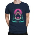thumbnail image 2 of Retro Neon Shark Attack Design Men's T-shirt, 2 of 3