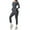 Dark Gray, variant on Nylon Solid Color Breathable Yoga Long Sleeve and High Waist Pants Workout Running Gym Fitness Activewear Outfit Black S