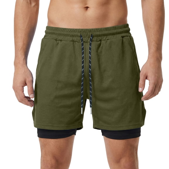 Rvwovn Men's 2-in-1 Lined Athletic Shorts with Compression Liner Lightweight Workout Running Shorts