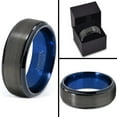 thumbnail image 4 of P. Manoukian Tungsten Wedding Band Ring 8mm for Men Women Blue Black Gunmetal Beveled Edge Brushed Polished Lifetime Guarantee Size 6, 4 of 4