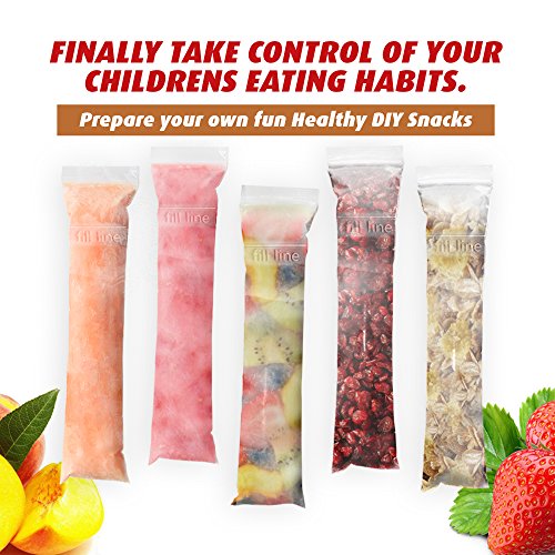 Frozip 125 Disposable Ice Popsicle Mould Bags BPA Free Freezer Tubes With  Zip Seals  For Healthy Snacks Yoghurt Sticks Juice  Fruit Smoothies  Ice Candy Pops Comes With A Funnel 20cm