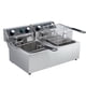thumbnail image 1 of Freidora eléctrica comercial de 6/10/12 litros de doble tanque con cesta y tapa, freidora de acero inoxidable de sobremesa para papas fritas y aros de cebolla, 1 of 6