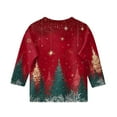 thumbnail image 3 of Grblisyd Christmas Tops for Girls 3/4 Sleeve Xmas Tree Snowflake Print Casual Graphic Shirts Cute Tops T Shirts Cute 10-12 Years Kids Clothes Red 160, 3 of 5