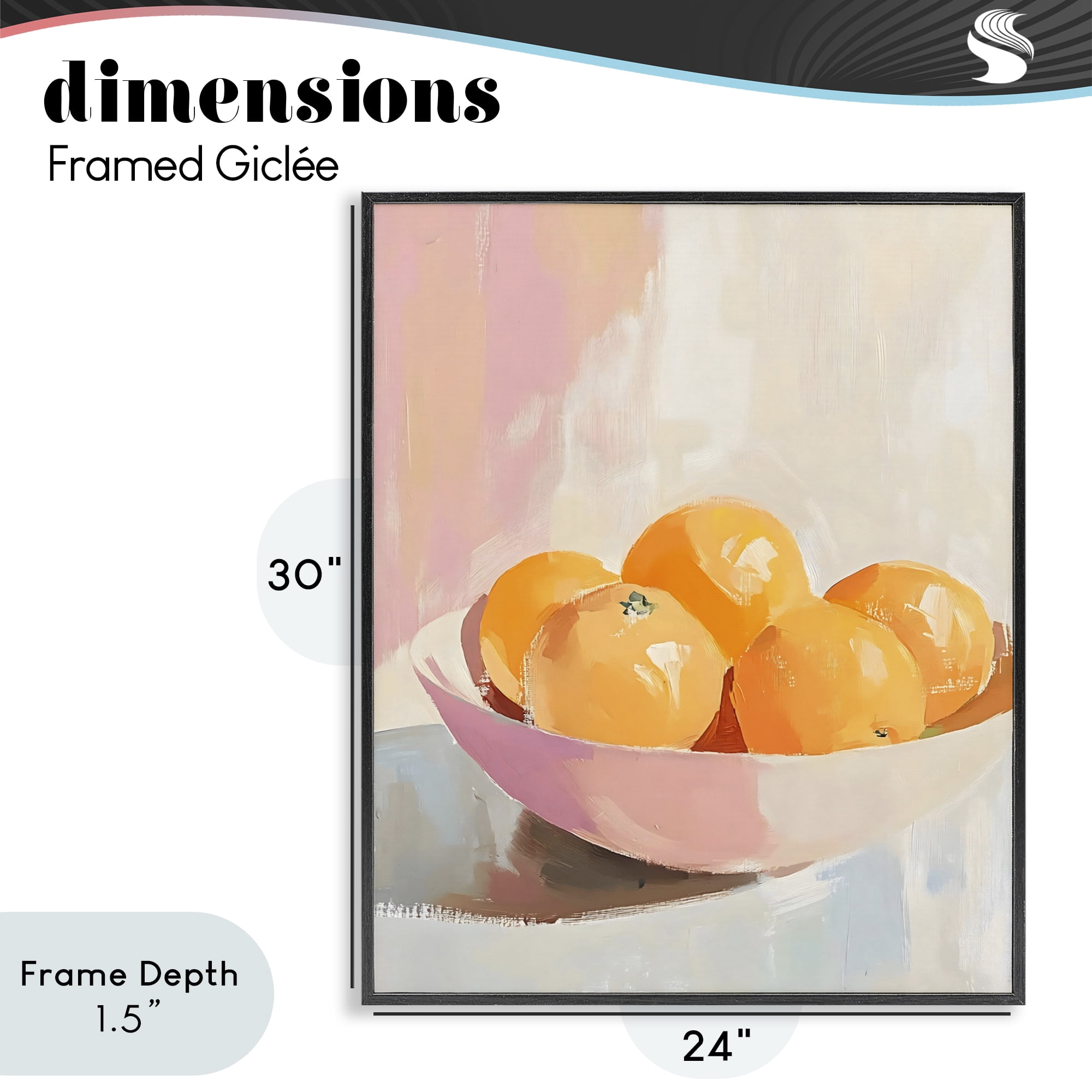 Stupell Industries Pastel Bowl of Oranges Black Framed Giclee Art, design by The Prints Vibe