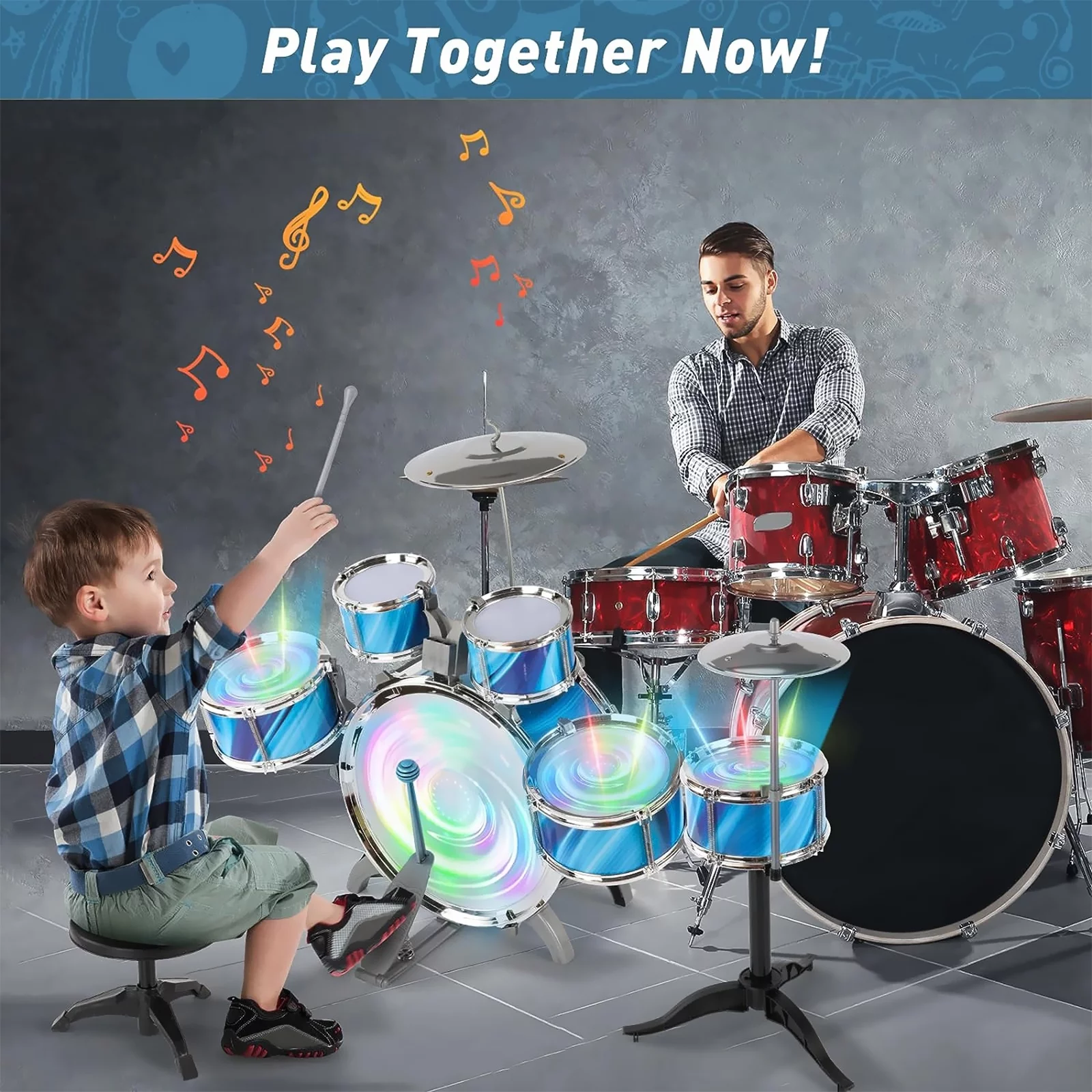 Rirool 15-Piece Toddler Instrument Set with Drumsticks - Perfect Beginner Musical Instruments for Boys Girls Kids Age 3-5