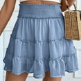 thumbnail image 5 of YDFCWXW Women Chiffon Skirts High Waist Ruffle Mini Skirts Tennis Golf Skirt Boho Summer Tiered Skirts with Built-in Shorts Blue, S, 5 of 6