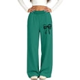 thumbnail image 6 of Cethrio Girls Sweatpants, Open Bottom Fleece-lined Elastic Waist Printed Straight-leg Pants Green Size 13-14 T, 6 of 6