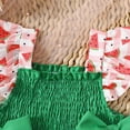 thumbnail image 5 of Sopiago Baby Girl Watermelon Outfit with Hat Smocked Ruffle Tank Top Shorts Set Fruit Outfit Toddler Summer Clothes 3-4 Years,Green, 5 of 7
