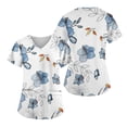 thumbnail image 2 of EHTMSAK Scrub Tops Women Floral with Pocket Nurses Uniform Workwear Tunic Casual Short Sleeve V-Neck Clinic Blouse Carer Top on Clearance Sky Blue 2X, 2 of 7