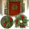 thumbnail image 6 of Artificial Wreath with Red Berries,Christmas Wreath Holiday Decor,Soft Rubber Wreath for Outdoor Xmas Winter Decorations,Candle Rings Wreaths Artificial Branches Berry,Christmas Candle Rings Wreath, 6 of 7