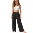 thumbnail image 2 of Rhuody Toddler Girl Pants Empire Waist Jogger Trousers Solid Color Straight Leg Sweatpants Elegant Daily Wear 4-5 Years Black, 2 of 4