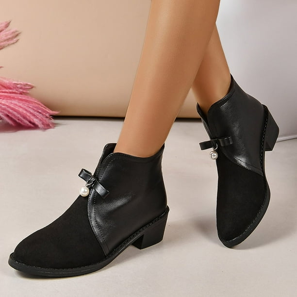 NECHOLOGY Botas Mujer Adulto Femenino Zapatos Botines para mujer Botas para mujer tacones gruesos botas comodas a la moda nuevas botas de otono para mujer zapatos individuales de moda Black 8