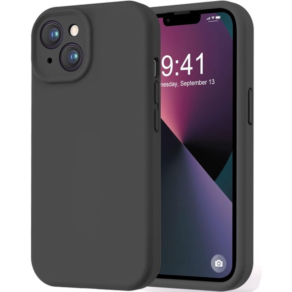 for iPhone 13 Case, Premium Silicone with [Camera Protection] [Soft Anti-Scratch Microfiber Lining] Shockproof Protective Phone Case for iPhone 13 Women Men Girls 6.1", Black
