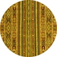 thumbnail image 1 of Ahgly Company Indoor Round Abstract Yellow Modern Area Rugs, 8' Round, 1 of 4