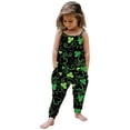 thumbnail image 2 of MAIHAN St Patricks Day Jumpsuits for Girls Overalls Shamrock Print Rompers with Adjustable Straps,Wide Leg Loose Fit Boho Floral Cute Outfits(Black4,5-6 Years), 2 of 5