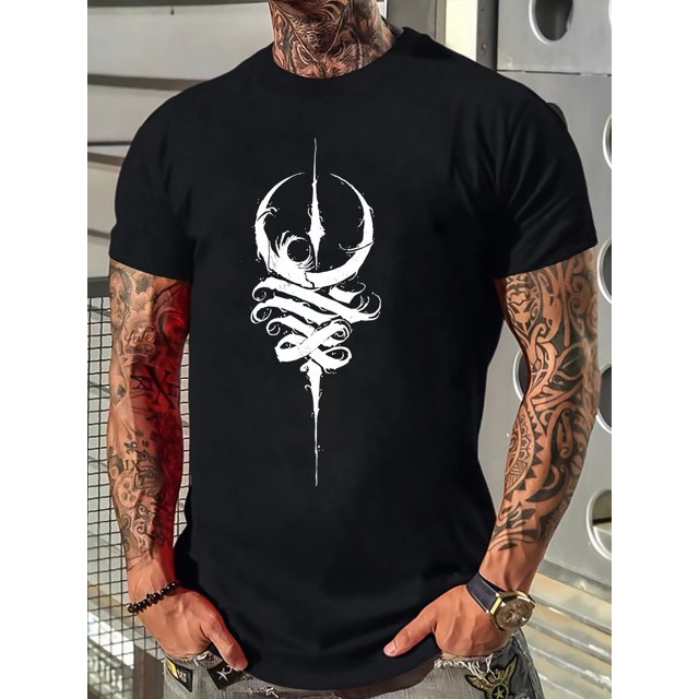 Graphic - Camiseta para hombre, color negro, pequeñaSummer Graphic Print T-Shirts - Breathable, Moisture-Wicking, Short Sleeve Tees for Outdoor Sports and Daily Life - Vibrant Creative Pattern, Quic