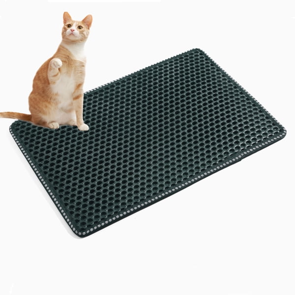 ZALALOVA 30 x 22 inch Cat Litter Mat Kitty Litter Trapping Mat, Honeycomb Double Layer Urine Waterproof, Easier to Clean Litter Box Mat Scatter, Soft