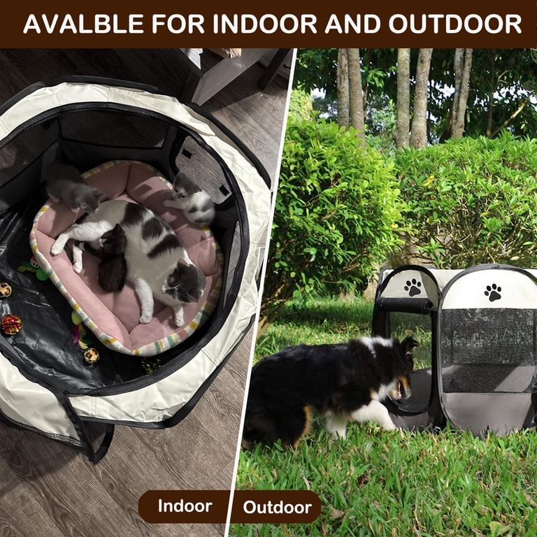 Woucnd Foldable Pet Playpen – Portable Cat & Dog Enclosure With Zipper Top, Indoor/Outdoor Use