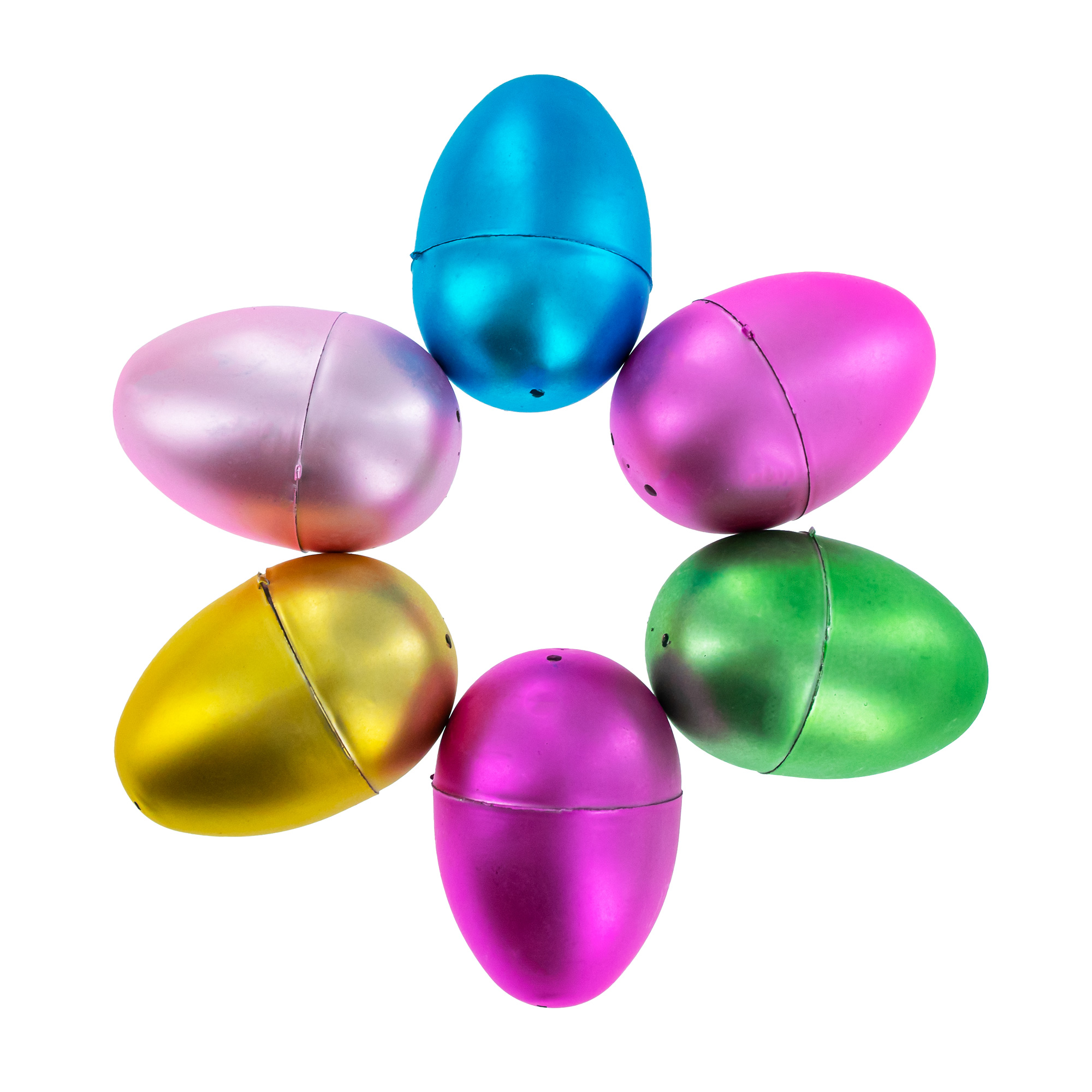 Set of 6 Large Multicolored Matte Plastic Easter Eggs 3.15 Inches