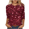 thumbnail image 2 of Wowcloth Woman's Printed Pullover Top with Three-Quarter Sleeve and Round Neck, Casual and Fashionable for Everyday Wear, 2 of 5