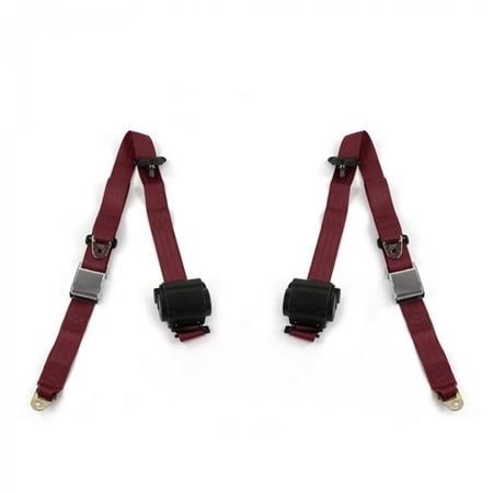 SafeTBoy Airplane 3 Point Burgundy Retractable Bucket Seat Belt Kit for Jeep Cherokee 1984-2001 - 2 Belts
