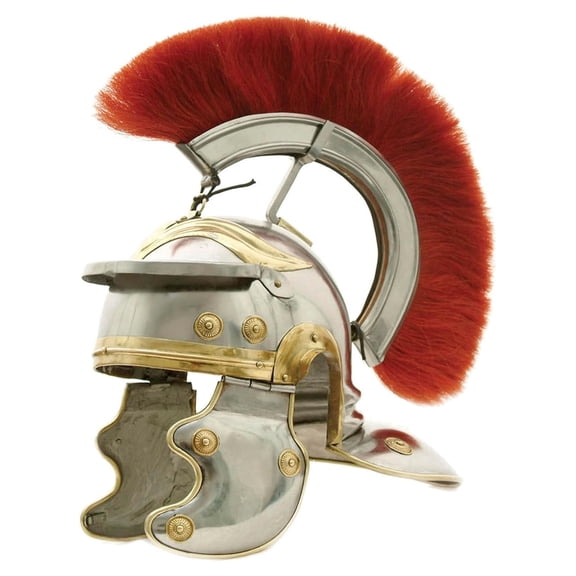 SZCO Handmade Style Officer's Helmet Polished Carbon Steel Armor with Red Plume Authentic Collectible Display Piece