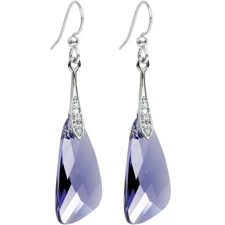 Swarovski Crystal Silver Plated Earrings - Body Candy Handcrafted Silver Plated Purple Inspire Dangle Earrings Created with Swarovski Crystals