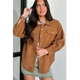 thumbnail image 2 of Women's Cinnamon Corduroy Flap Pocket Button Up Shacket with Round Hem | [ZhiHiMeRi] | (US 12-14)L, 2 of 5