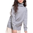 thumbnail image 2 of NAISIBABY Boys Girls Sweater, Long Sleeve Turtleneck Solid Warm Casual Thick Knit Tops Gray 12-14T, 2 of 3
