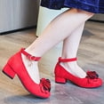 thumbnail image 6 of Girls Red Party Shoes Low Block Heel Pumps with 3D Flower & Ankle Strap for Wedding Special Occasion Comfort Fit,Size 10-10.5T, 6 of 7