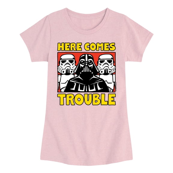 Star Wars - Vader Here Comes Trouble - Youth Girls Fitted Short Sleeve T-Shirt