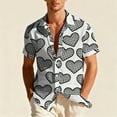 thumbnail image 5 of YueHuiYing Men's Valentine's Day Short-Sleeve Collared Shirt Black and White Heart Print Button-Down Colorful Printed Clothing, 5 of 9