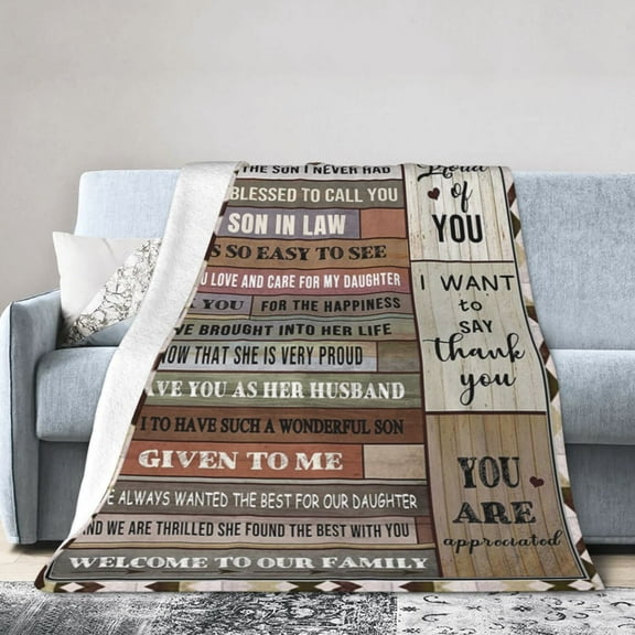 To My Son-In-Law Blanket Gifts For Kids Adults - Lightweight Throw Blanket For Bedroom Living Room Decor Soft Fuzzy Fleece Cozy Plush Bed Couch 40"X30"