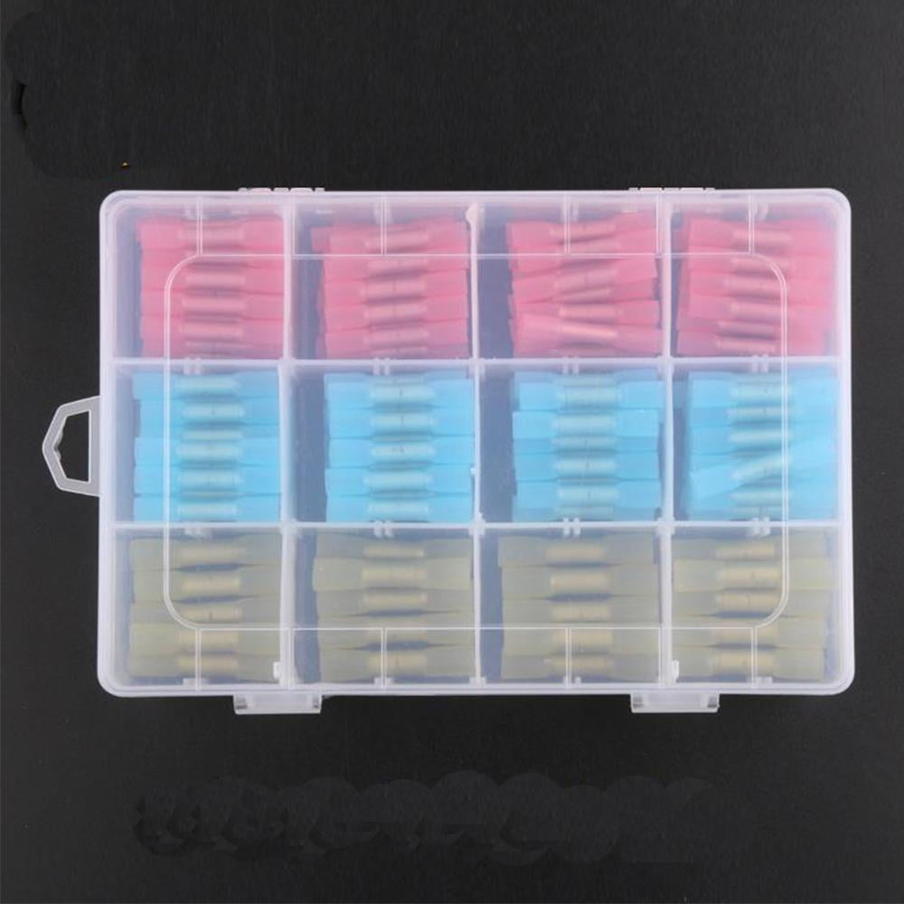 200 X Solder Seal Wire Connectors + Storage Box, Waterproof Solder Seal Wire Connectors Heat Shrink Butt Electrical Connectors Kit Terminal
